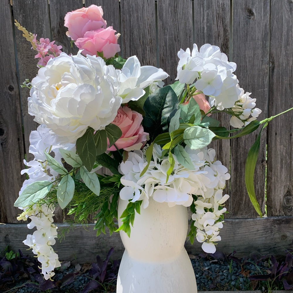 Tall Floral Arrangement in Glass Vase